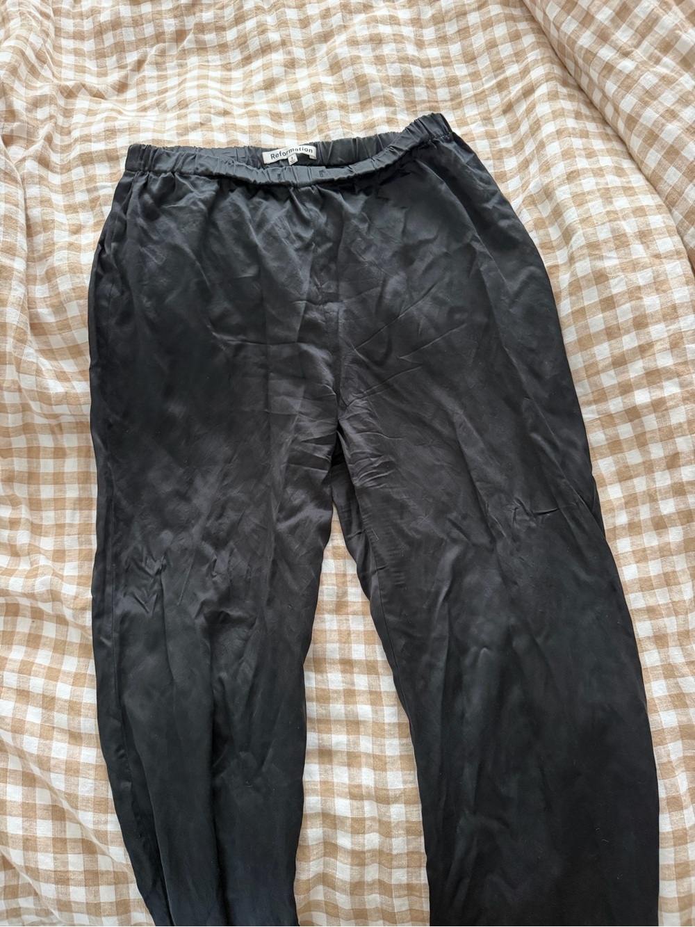 Reformation black satin pants